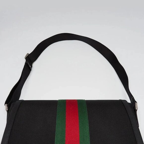 Gucci Black Canvas Techno Web Flap Messenger Bag - Picture 5 of 10